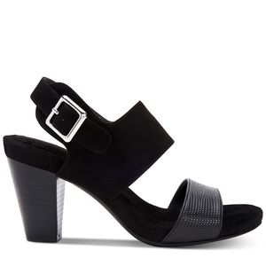 Black block heel sandals